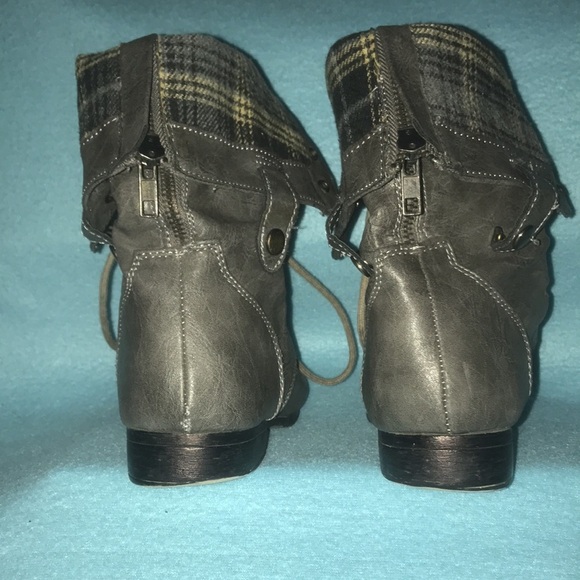 ROUGE fold over or lace up boots dark gray motorcycle army thrasher GUC size 7.5 - Picture 4 of 9